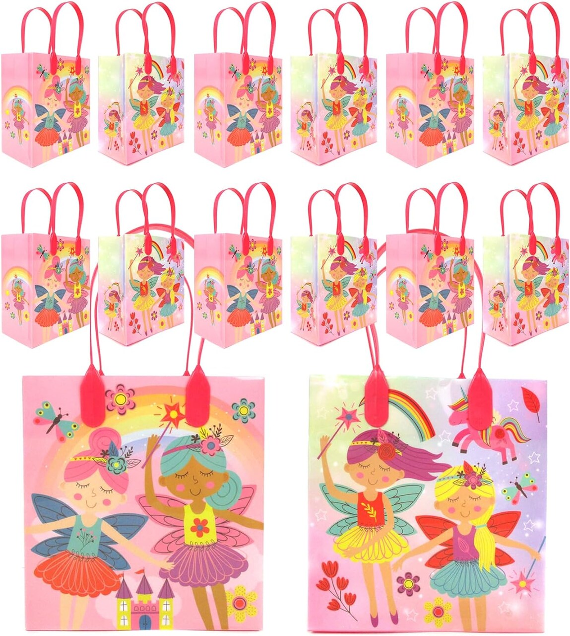 TINYMILLS Magical Fairies Themed Party Favor Bags Goodie Bags, 12 Pack